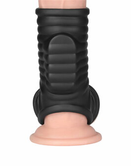 LoveToy - Wave Knights Ring - Vibrerende Penis en Scrotum Sleeve - &Oslash; 2,8 cm - Zwart