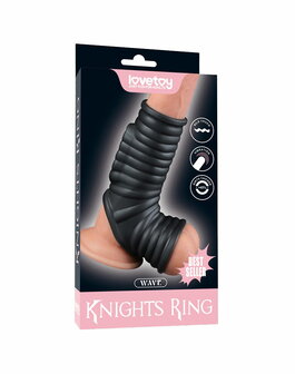 LoveToy - Wave Knights Ring - Vibrerende Penis en Scrotum Sleeve - &Oslash; 2,8 cm - Zwart