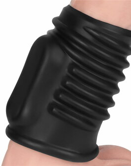 LoveToy - Spiral Knights Ring - Vibrerende Penis Sleeve - &Oslash; 3,7 cm - Zwart