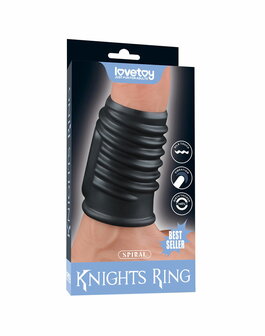 LoveToy - Spiral Knights Ring - Vibrerende Penis Sleeve - &Oslash; 3,7 cm - Zwart