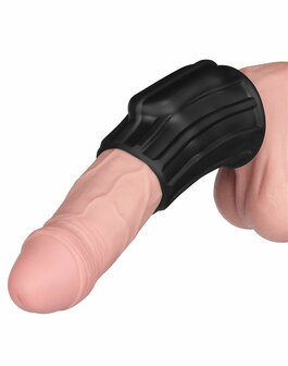 LoveToy - Ridge Knights Ring - Vibrerende Penis Sleeve - &Oslash; 3,7 cm - Zwart