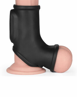 LoveToy - Silk Knights Ring - Vibrerende Penis en Scrotum Sleeve - &Oslash; 2,8 cm - Zwart