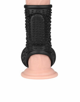 LoveToy - Drip Knights Ring - Vibrerende Penis en Scrotum Sleeve - &Oslash; 2,8 cm - Zwart