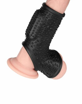 LoveToy - Drip Knights Ring - Vibrerende Penis en Scrotum Sleeve - &Oslash; 2,8 cm - Zwart