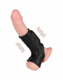 LoveToy - Drip Knights Ring - Vibrerende Penis en Scrotum Sleeve - &Oslash; 2,8 cm - Zwart