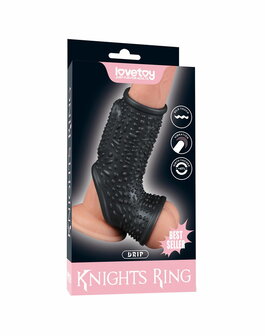 LoveToy - Drip Knights Ring - Vibrerende Penis en Scrotum Sleeve - &Oslash; 2,8 cm - Zwart