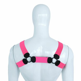 Kiotos - Elastisch Borstharnas - Tuigje - Riemenbody - Roze - Maat L/XL