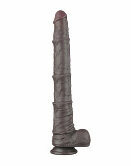 LoveToy - Nature Cock - Dubbellaags Buigbare Dildo met Aders - 40 cm - Bruin
