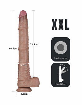 LoveToy - Nature Cock - Dubbellaags Buigbare Dildo met Aders - 40 cm