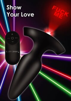 BootySparks - Fuck Me Laser - Buttplug met laser projectie FUCK ME - Maat M