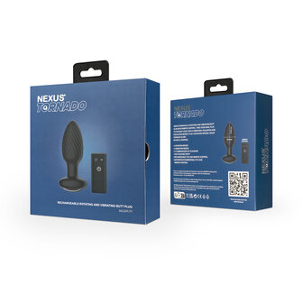 Nexus - Tornado - Vibrerende Buttplug - Zwart - Maat L