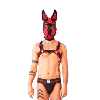 Brutus Vegan Puppy Harnas - Zwart/Rood - Maat L/XL