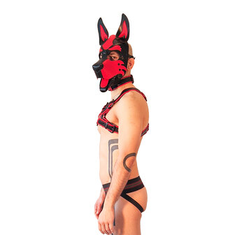 Brutus Vegan Puppy Harnas - Zwart/Rood - Maat L/XL