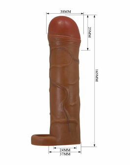 Pretty Love - Bunion - Verlengende Penis Sleeve met Cockring - 25mm - Bruin
