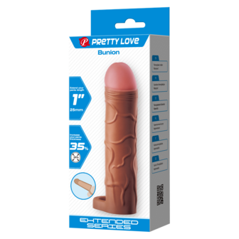 Pretty Love - Bunion - Verlengende Penis Sleeve met Cockring - 25mm - Bruin