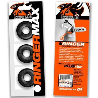 Oxballs - Ringer MAX - Cockring - 3 stuks - Zwart