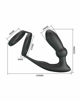 Pretty Love - Emoni - Cockring met Buttplug - Zwart
