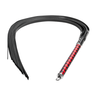 RISE - Lange Flogger met Zachte Strengen - Zwart/Rood