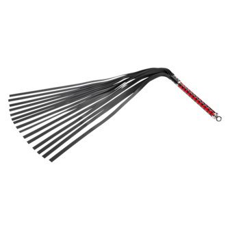 RISE - Lange Flogger met Zachte Strengen - Zwart/Rood