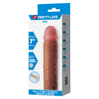 Pretty Love - Nile - Verlengende Penis Sleeve - 25mm - Bruin