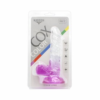 Kiotos Cox Color - Gekleurde Dildo 03 - 17,5 x 3,2 cm - Transparant/Paars