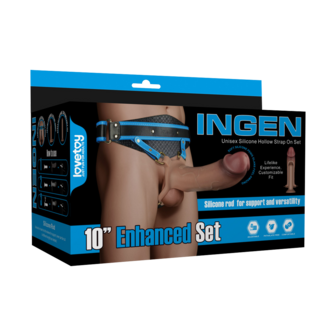 LoveToy - Ingen - Holle Strap-on met Siliconen Staaf &ndash; 25 cm - Lichte Huidskleur - Maat XS/S/M