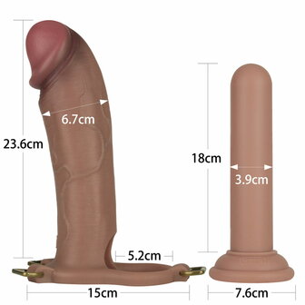 LoveToy - Ingen - Holle Strap-on met Siliconen Staaf &ndash; 25 cm - Lichte Huidskleur - Maat XS/S/M