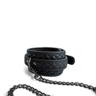 SODORRA Vegan + Neo Collar met Leash - Kunstleer - Zwart