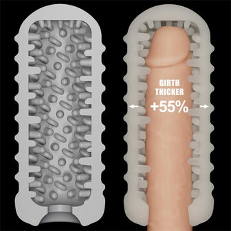 LoveToy - Knights Ring - Vibrerende Dual Purpose Sleeve - Golvend - Wit