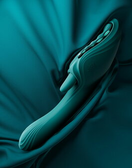 ZALO - Ares - Likkende G-Spot Rabbit Vibrator - Verwarmend - App Control - Smaragd Groen