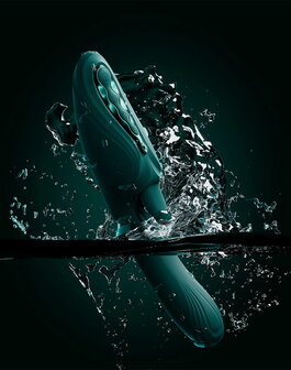ZALO - Ares - Likkende G-Spot Rabbit Vibrator - Verwarmend - App Control - Smaragd Groen