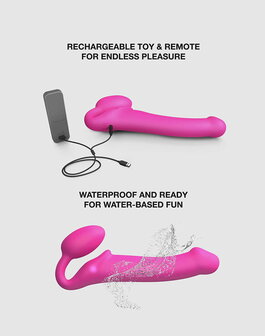 Strap-On-Me - Strapless Strap-on Vibrator - Buigbaar - Fuchsia - Maat M