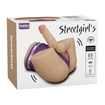 LoveToy - Streetgirl&#039;s Dual Motor Sensation Pulse Masturbator met Dildo - Beige