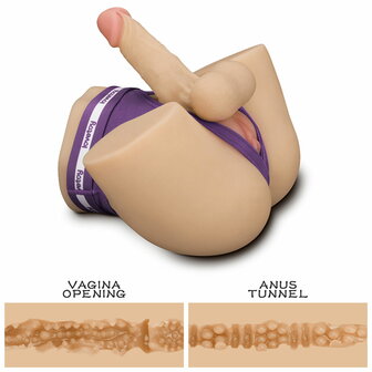 LoveToy - Streetgirl&#039;s Dual Motor Sensation Pulse Masturbator met Dildo - Beige