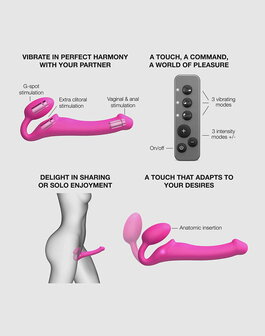 Strap-On-Me - Strapless Strap-on Vibrator - Buigbaar - Fuchsia - Maat XL
