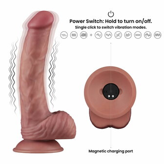 LoveToy - Power Cock - 23 cm - Vibrerende Dildo - Dual Density - Lichte Huidskleur