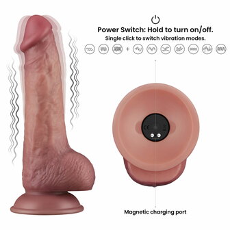 LoveToy - Power Cock - 21.5 cm - Vibrerende Dildo - Dual Density - Lichte Huidskleur