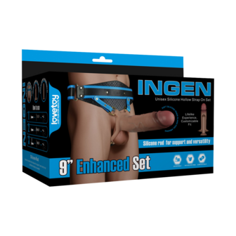 LoveToy - Ingen - Holle Strap-on met Siliconen Staaf - 23 cm - Lichte Huidskleur - Maat L/XL/2XL