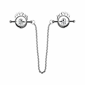 Kiotos - Flaming Skull - Tepelklemmen met ketting