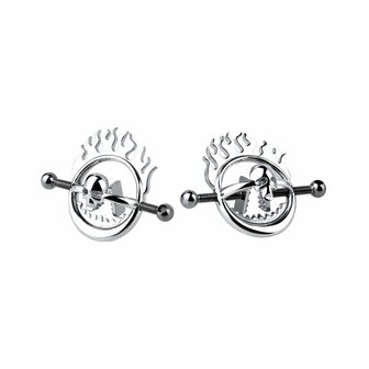 Kiotos - Flaming Skull - Tepelklemmen met ketting