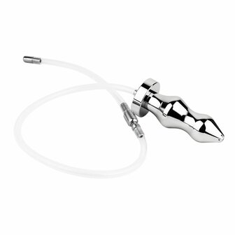 Kiotos - Holle Penisplug - Holle Dilator - Met Holle Geribbelde Buttplug - Ass Lock - RVS