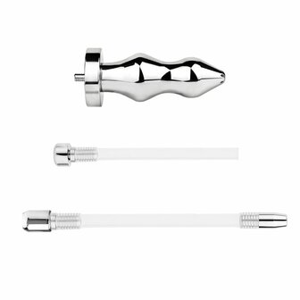 Kiotos - Holle Penisplug - Holle Dilator - Met Holle Geribbelde Buttplug - Ass Lock - RVS