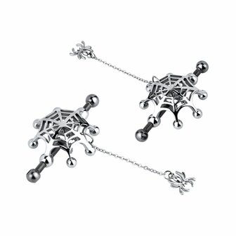 Kiotos - Spiderweb met hangende Spin - Tepelklemmen met ketting