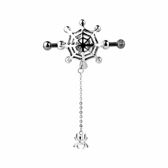 Kiotos - Spiderweb met hangende Spin - Tepelklemmen met ketting