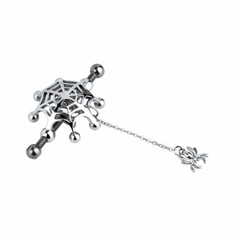 Kiotos - Spiderweb met hangende Spin - Tepelklemmen met ketting