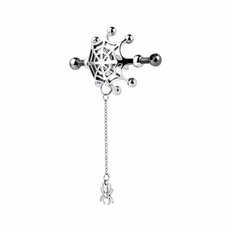 Kiotos - Spiderweb met hangende Spin - Tepelklemmen met ketting