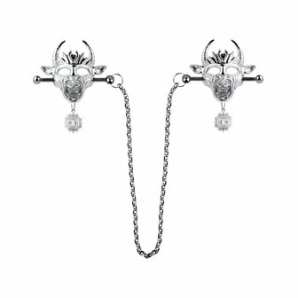 Kiotos - Demonic Mask  met hanger - Tepelklemmen met ketting