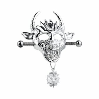 Kiotos - Demonic Mask  met hanger - Tepelklemmen met ketting