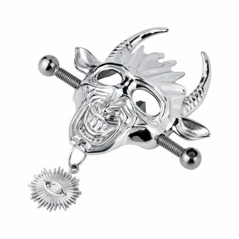 Kiotos - Demonic Mask  met hanger - Tepelklemmen met ketting