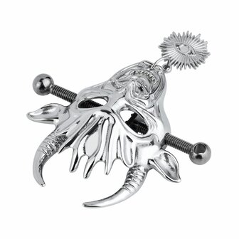 Kiotos - Demonic Mask  met hanger - Tepelklemmen met ketting